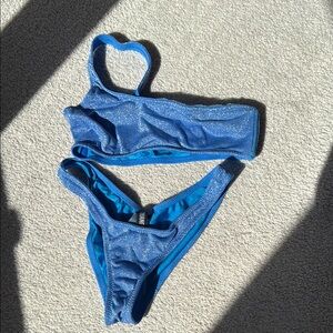 Triangl Blue Sparkly One Shoulder Bikini (XXS Top and Bottom)